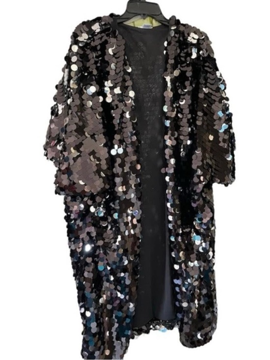 iHeartRaves Other - Sequin Open Front Duster - Black Iridescent - iHeartRaves